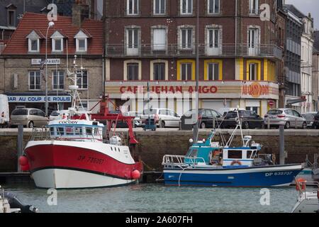 La France, Pays de Caux, Dieppe, port, port, quai du carénage, restaurant Le Jehan Ango, Banque D'Images