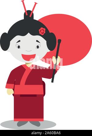 Personnage de Japon habillé de manière traditionnelle l'illustration vectorielle. Les enfants du monde. Illustration de Vecteur