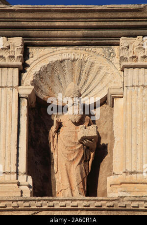 La Croatie, Dubrovnik, porte Ploce, St Blaise statue, Banque D'Images