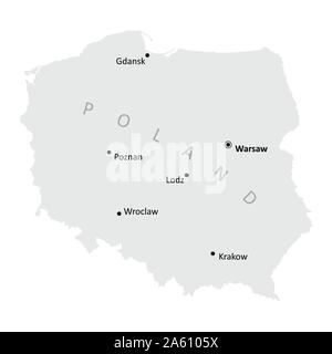 Pologne Carte de villes Illustration de Vecteur