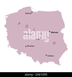 Pologne Carte de villes Illustration de Vecteur