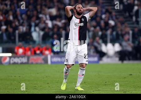 Torino, Italie. Le 21 octobre 2019 . Ligue des Champions Groupe D . La Juventus FC vs FC Lokomotiv Moskva. Gonzalo Higuain de la Juventus FC. Banque D'Images