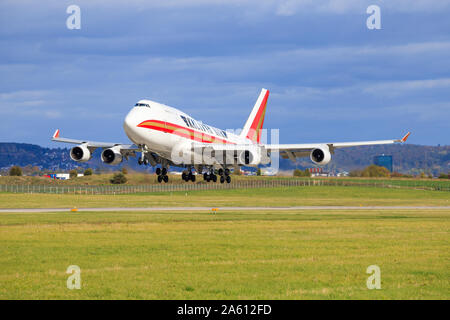 Stuttgart/Allemagne, 22 Septembre 2019 : un Boeing 747 de Kalitta à l'aéroport de Stuttgart. Banque D'Images
