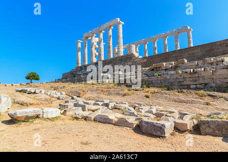 Temple de Poséidon, Cap Sounion, Attique, Grèce, Europe Banque D'Images