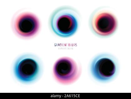 Ensemble de gradient très tendance floue. Des formes liquides, gradient chromatique se brouille. Abstract design futuriste moderne, couleurs vives et bains à remous. Illustration de Vecteur