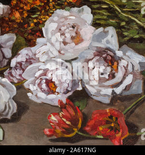 Claude Monet, fleurs de printemps, still life painting détail, 1864 Banque D'Images