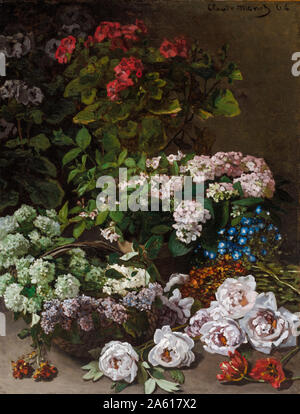Claude Monet, fleurs de printemps, still life peinture, 1864 Banque D'Images