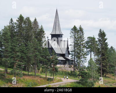 La chapelle en bois près de capitale européenne ville de Oslo en Norvège Banque D'Images