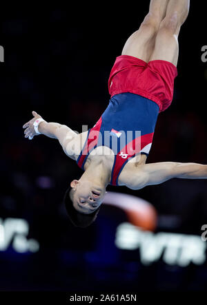 12 octobre 2019 Stuttgart, Allemagne Championnat du Monde de Gymnastique 2019 WK turnen Stuttgart Carlos Edriel Yulo (PHI) , wereldkampioen vloer Banque D'Images