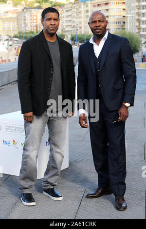 Denzel Washington et Antoine Fuqua assister à une séance de photos pour le film 'l' equalizer (crédit Image : © Julen Pascual Gonzalez) Banque D'Images