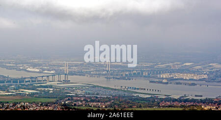 Une vue aérienne du pont de la reine Elizabeth II à la Dartford Crossing dans le Kent. PA Photo. Photo date : mercredi 23 octobre, 2019. Crédit photo doit se lire : Steve Parsons/PA Wire Banque D'Images