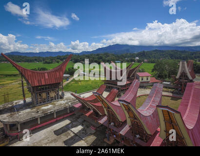 La maison Tongkonan Toraja de Sulawesi, Indonésie -. Banque D'Images