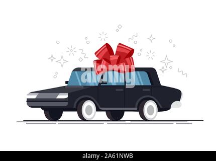 Télévision Cool cadeau illustration balck voiture avec arc rouge. Voiture actuelle Illustration de Vecteur