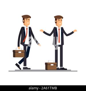 Vector illustration de flatt caractère en bonne et mauvaise humeur. Happy heureux et triste sentiment d'émotions Illustration de Vecteur