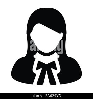 Icône de l'avocat de l'utilisateur profil femelle vecteur personne avatar symbole de la loi et de la justice en couleur plate illustration pictogramme glyphe Illustration de Vecteur