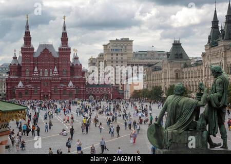 Vue aérienne de la Place Rouge et le Musée Historique d'État il de la Russie dans le centre-ville de Moscou, Russie Banque D'Images