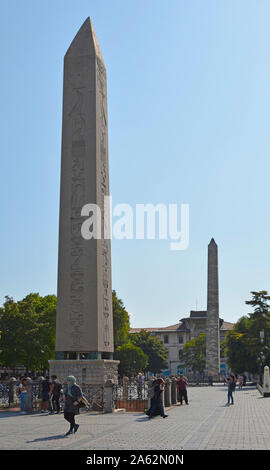 Istanbul, Turquie - 5 septembre 2019. L'obélisque de Théodose dans l'Hippodrome à Sultanahmet, Istanbul, Turquie. L'Obélisque muré peut être vu dans Banque D'Images