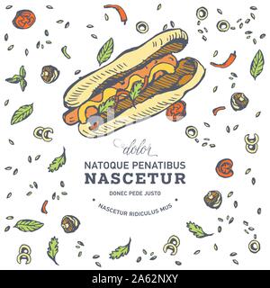 Fast food Vintage background Illustration de Vecteur