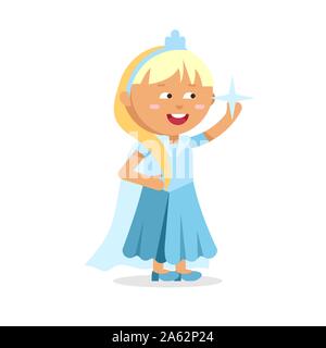 Belle princesse blonde Cendrillon en robe bleue Illustration de Vecteur