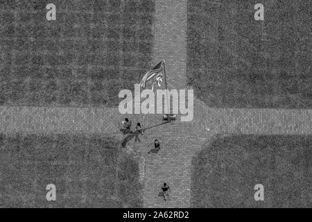 Ponce de Leon Inlet, en Floride. 19 juillet 2019 Vue de dessus des États-Unis et la Floride drapeau en zone phare Banque D'Images