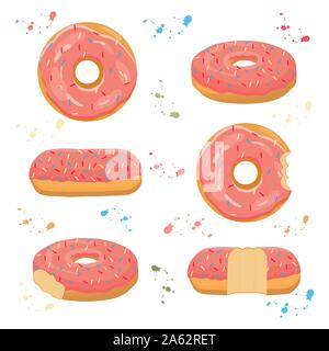 Abstract vector illustration icône logo pour vitrage sweet donut. Donut est constituée de tas de différentes couleurs de confection des beignes. Manger de savoureux c Illustration de Vecteur