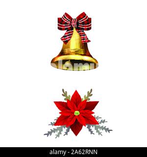 Décorations de Noël avec sapin golden Jingle bells Illustration de Vecteur