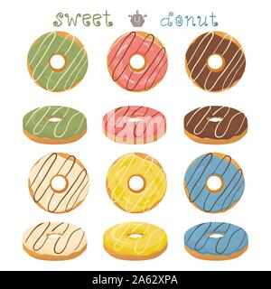 Abstract vector illustration icône logo pour vitrage sweet donut. Donut est constituée de tas de différentes couleurs de confection des beignes. Manger de savoureux c Illustration de Vecteur