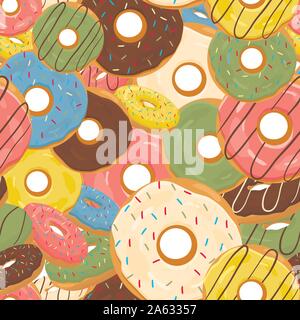 Abstract vector illustration icône logo pour vitrage sweet donut. Donut est constituée de tas de différentes couleurs de confection des beignes. Manger de savoureux c Illustration de Vecteur