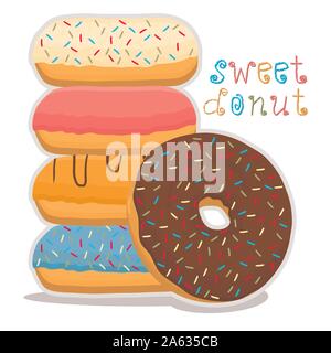 Abstract vector illustration icône logo pour vitrage sweet donut. Donut est constituée de tas de différentes couleurs de confection des beignes. Manger de savoureux c Illustration de Vecteur
