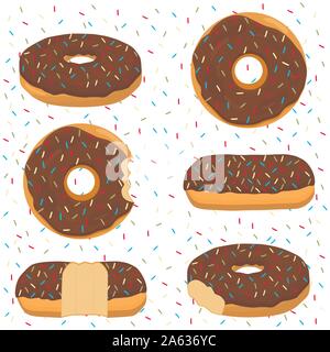 Abstract vector illustration icône logo pour vitrage sweet donut. Donut est constituée de tas de différentes couleurs de confection des beignes. Manger de savoureux c Illustration de Vecteur