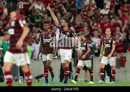 Rio de Janeiro, Brésil. 23 Oct, 2019. Pablo Mari célèbre but pendant le Flamengo contre Grêmio match valide pour le match retour de demi-finale de la Copa Libertadores, tenue au Stade du Maracanã, situé dans la ville de Rio de Janeiro, le mercredi soir (23). Credit : Celso Pupo/FotoArena/Alamy Live News Banque D'Images