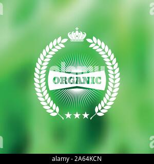 Étiquette vintage naturel sur l'arrière-plan flou Illustration de Vecteur