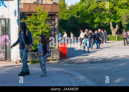 Freetown Christiania. Le commerce de cannabis à Freetown Christiania, la quatrième plus grande attraction touristique à Copenhague, Danemark Banque D'Images