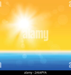 Avec l'arrière-plan soleil brillant sur la mer Illustration de Vecteur