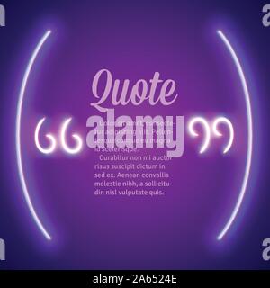 Lumineux néon rétro guillemets frame Illustration de Vecteur