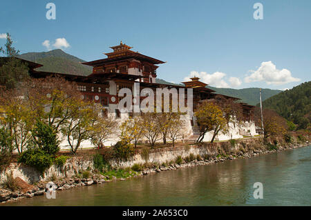 Bâtiment traditionnel en Punakha Dzong du Bhoutan Banque D'Images