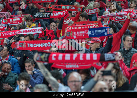 Lisbonne, Portugal. 23 Oct, 2019. Benfica partisans pendant le jeu du 1er tour du groupe G de la Ligue des Champions, SL Benfica vs Olympique Lyonnais © Alexandre de Sousa/Alamy Live News Banque D'Images