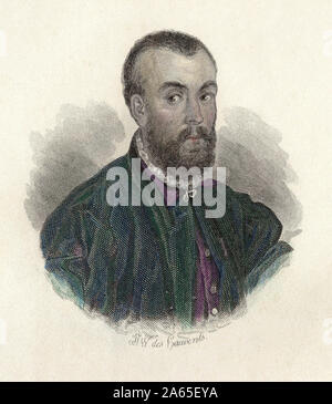 Portrait de Andre Vesale (1514-1564), médecin flamand ayant pratique en Espagne et en Italie. dans 'Portraits des hommes utiles', 1833-1836. Banque D'Images