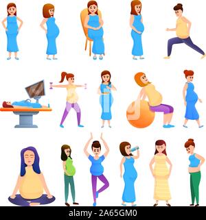 Icons set enceintes. Cartoon vector icons set des femmes enceintes pour la conception web Illustration de Vecteur