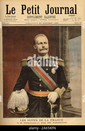 Portrait de Charles Ier (Charles Ferdinand de Bragance, 1863-1908)( dit le diplomate), roi du Portugal et empereur du Brésil. Gravure dans 'Le petit journ Banque D'Images