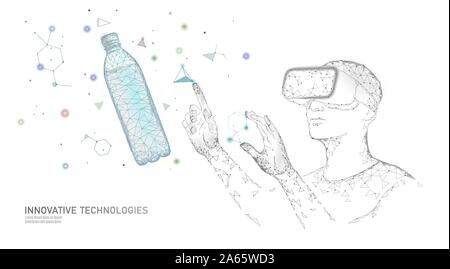 Test qualité bouteille d'eau science concept d'ingénierie. Contrôle de laboratoire recherche analyse innovation technologie faible poly. La chimie de la réalité virtuelle propre Illustration de Vecteur