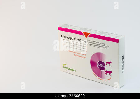 Cluj Napoca Roumanie 10 2419 Clavaseptin Comprimes Pour Chiens Et Chats Produit Par Vetoquinol Antibiotiques Par Voie Orale Photo Stock Alamy