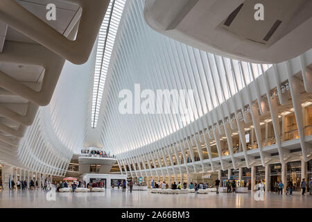 L'Oculus, New York City Centre des transports au site du World Trade Center, Ground Zero. Banque D'Images