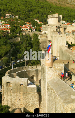 Croatie, Dubrovnik, remparts, Porte Pile, Minceta fort, Banque D'Images