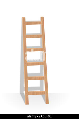 Bain appuyé contre mur blanc - illustration sur fond blanc. Banque D'Images