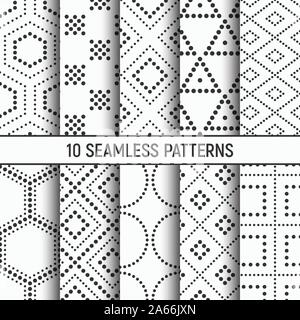 Ensemble de dix modèles transparente monochrome. Abstract vector mode géométrique. Le design de mode. Textures stylé et moderne. Illustration de Vecteur