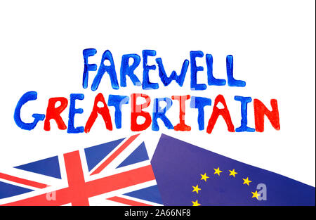 Fond blanc avec les mots Au Revoir Grande-bretagne (concept Brexit) Banque D'Images