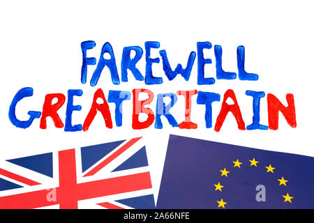 Fond blanc avec les mots Au Revoir Grande-bretagne (concept Brexit) Banque D'Images