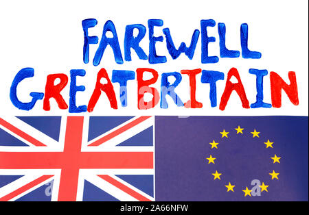 Fond blanc avec les mots Au Revoir Grande-bretagne (concept Brexit) Banque D'Images