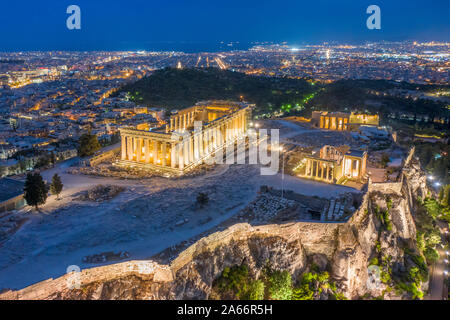 Grèce, Athènes, vue aérienne du Parthénon Banque D'Images